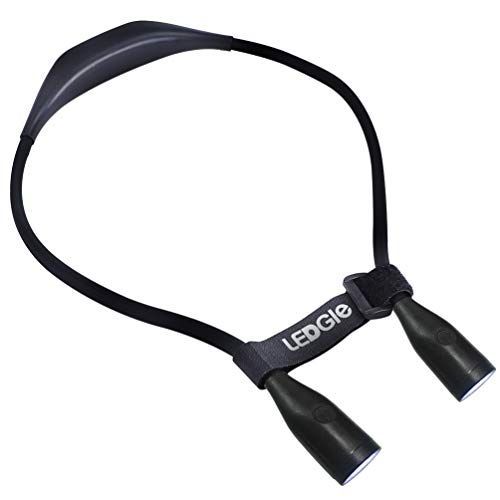 1000mAh-黒 LEDGLE ネックライト ledブックライト ウォーキングライト 0.4W 3レベル輝度調整 首掛け 角度調節可 夜間読書ライト 充電式 地震緊急用 (ブラック -)