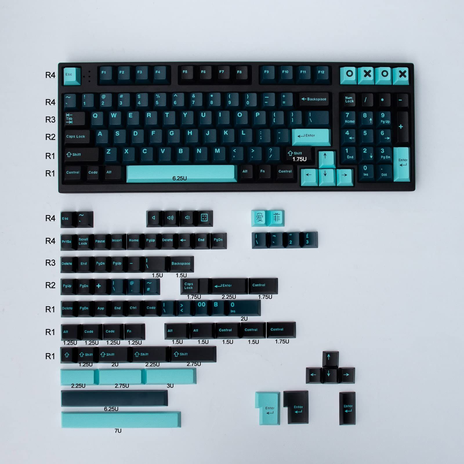 【ラスト1点】95% 75% チェリー チェリー 65% MX 60% セット キーキャップ メカニカル キーキャップ キーキャップ ダブルショット ゲーミング キー 171 モンスター ギア用 プロファイル カスタム