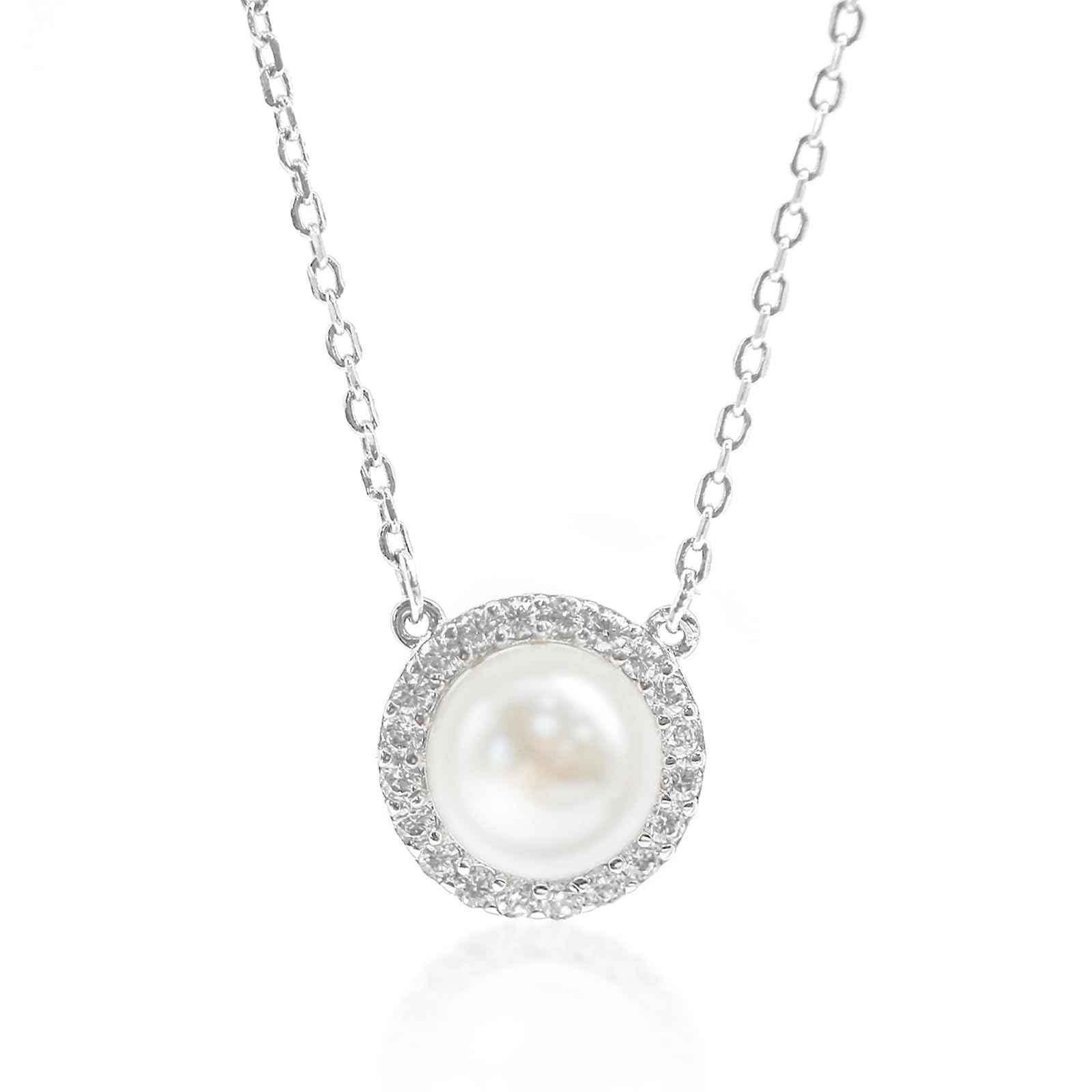 アレルギー対応 調節 記念日 バレンタインデー クリスマス ジュエリーギフトに最適 淡水パール ネックレス ジルコニア レディース シルバー925 ネックレス Ningnvshi