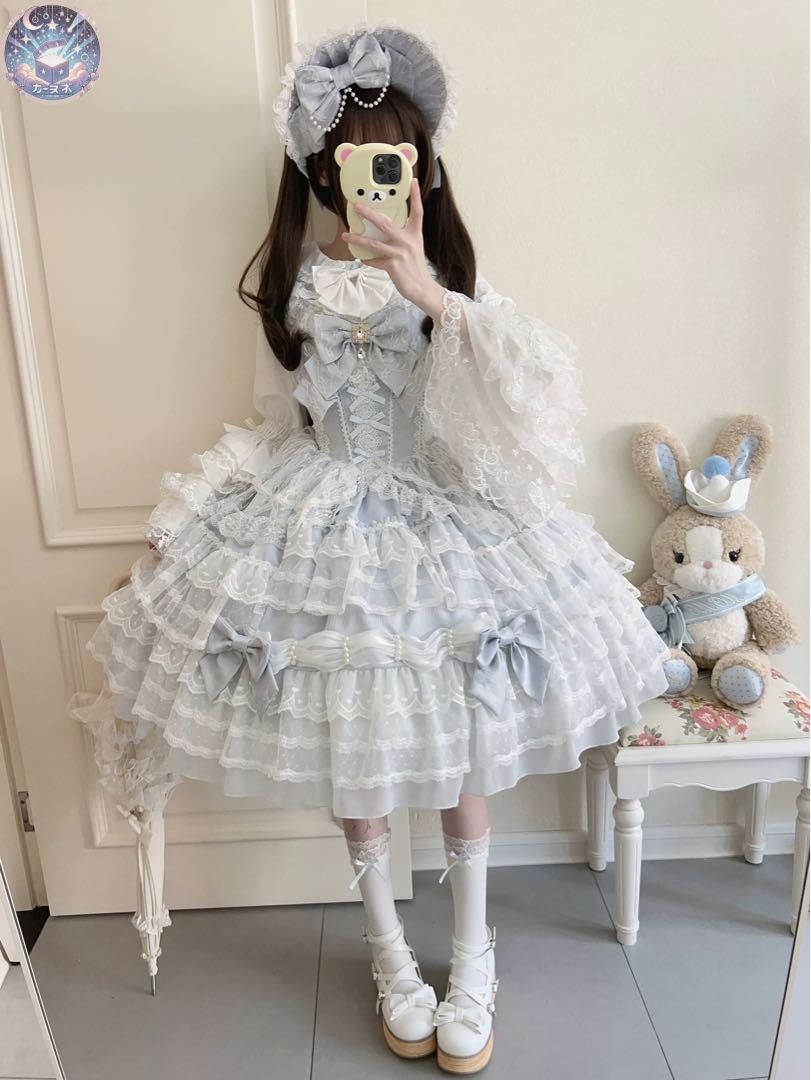 最安値に挑戦！ Dream Prologue ロリィタドレス 4点セット ジャンスカ ブルー 教育