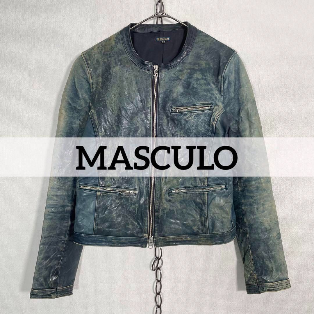 MASCULO ホースレザージャケット ライダース ダメージ加工 サイズ38 マスキュロ 馬革