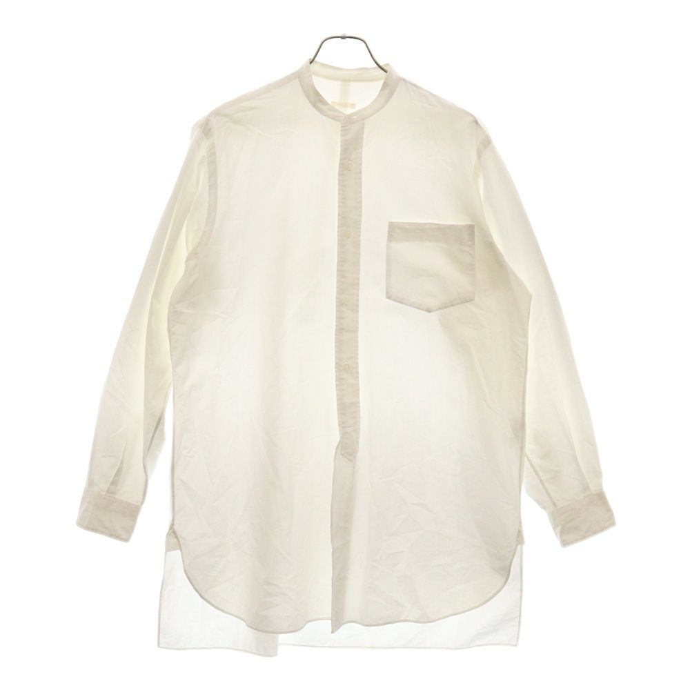 COMOLI (コモリ) 19SS バンドカラーコットン ロングシャツ ホワイト P01-02002