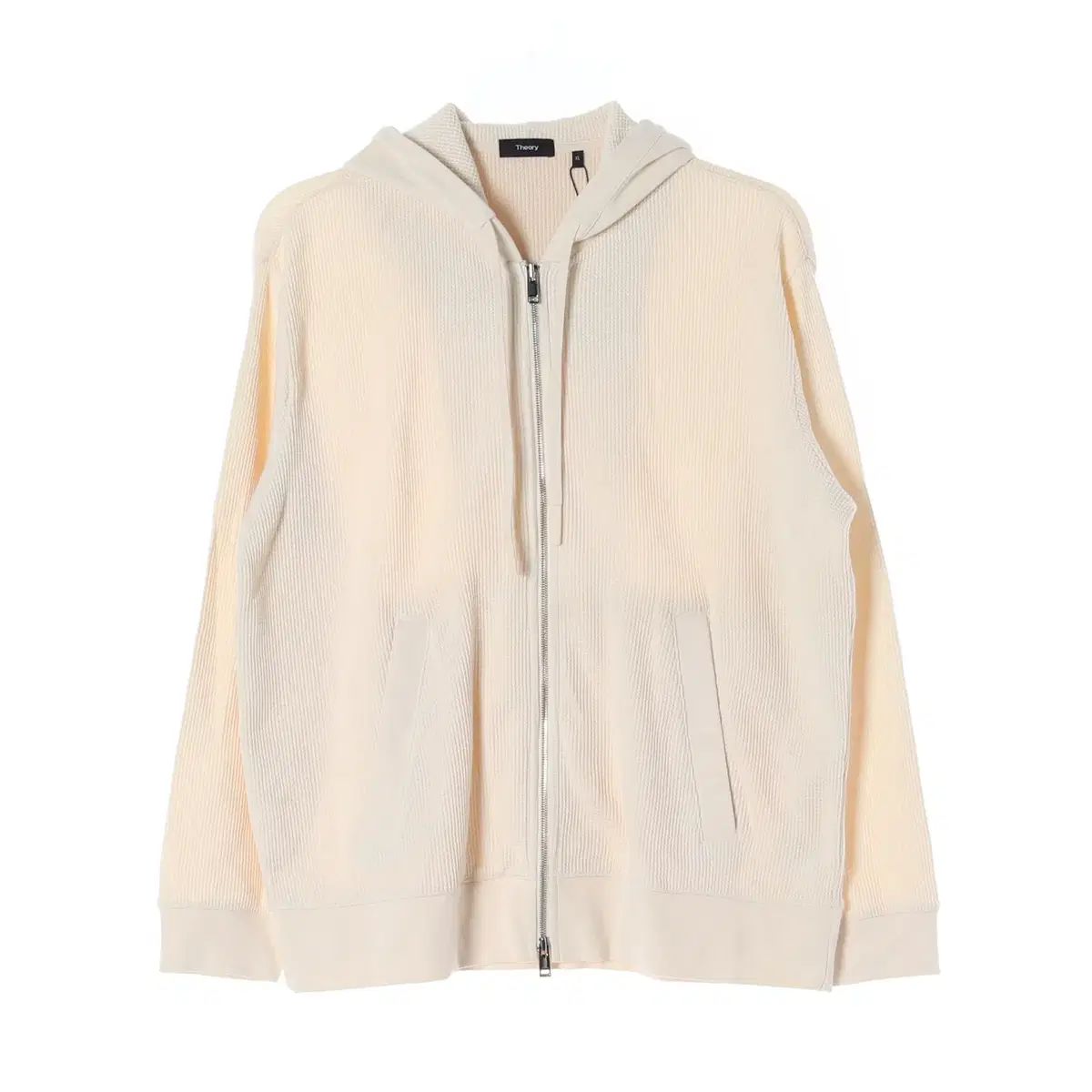 XL Theory セオリー アイボリー 2WAY ワッフル ニット セーター フード ジップアップ