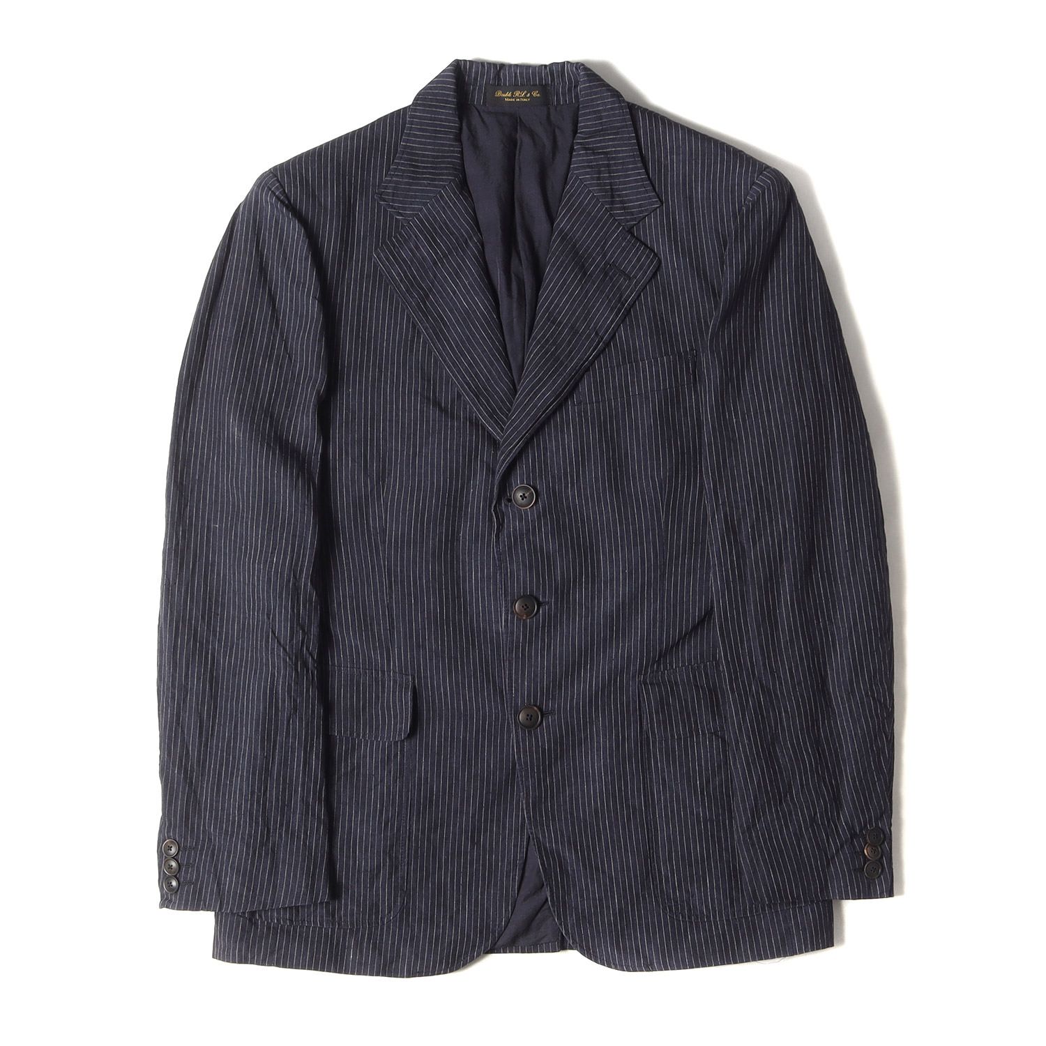 美品 RRL ダブルアールエル ストライプ リネン テーラード ジャケット 