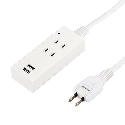 10個セット YAZAWA 雷ガード付2AC2USB2.1A2.5m ホワイト Y02K4025WH2UX10