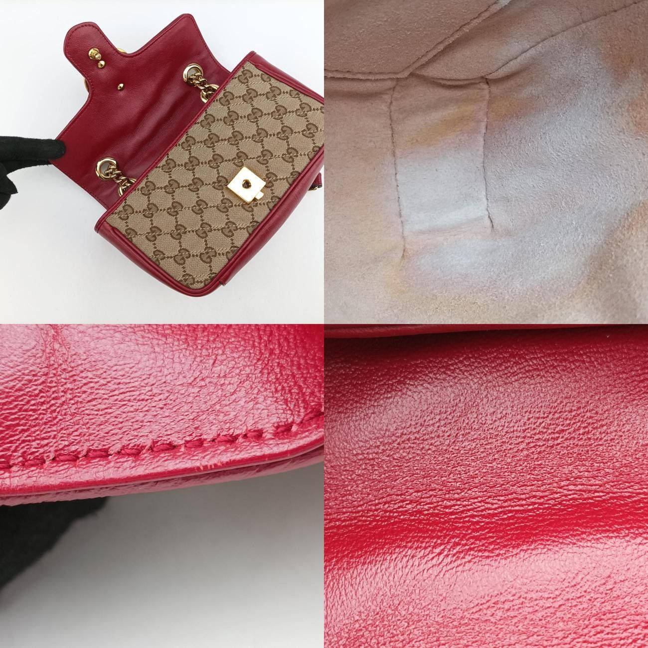 グッチGucciGGマーモントベージュ×レッド×マルチカラーキャンバス×レザー446744D031692815