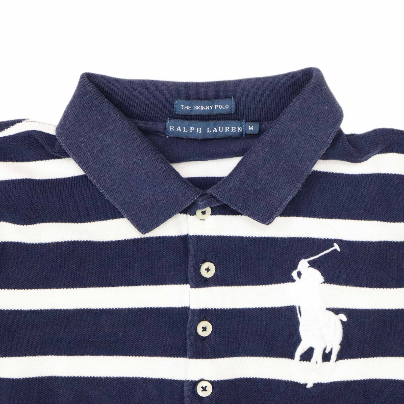 RALPH LAUREN ラルフローレン 半袖ポロシャツ  M  コットン  NVY×WHT  ボーダー