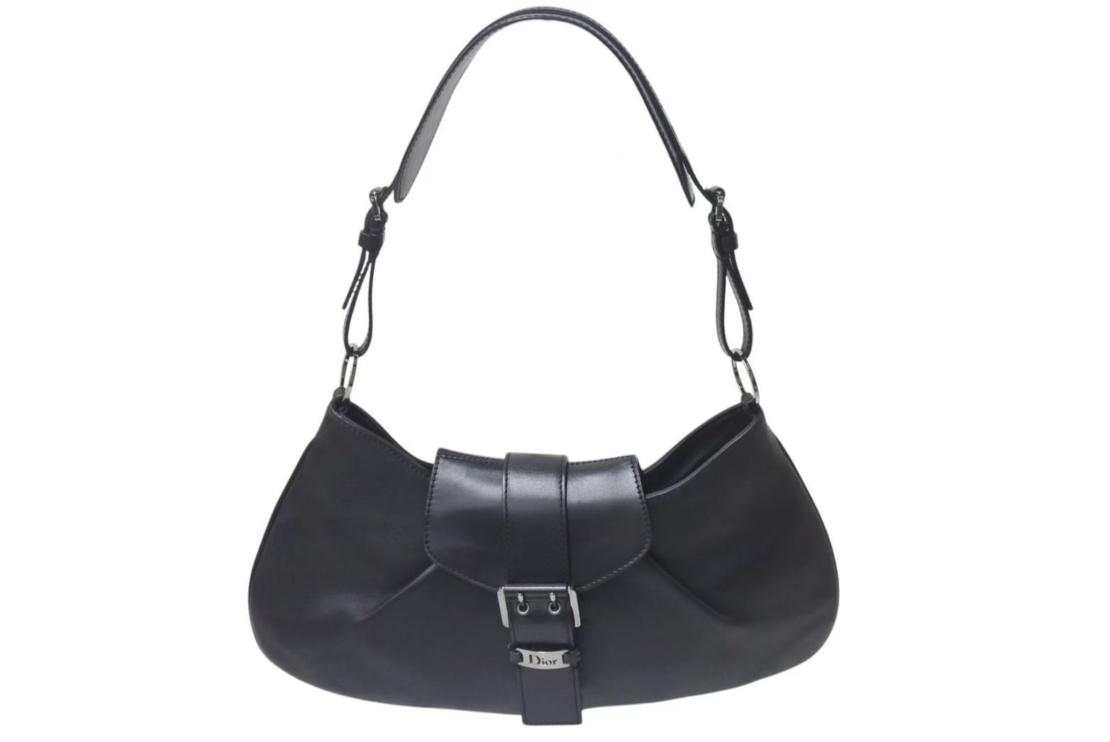 中古 DIOR ストリートシック ホーボー レザー ハンドバッグ ホワイト 