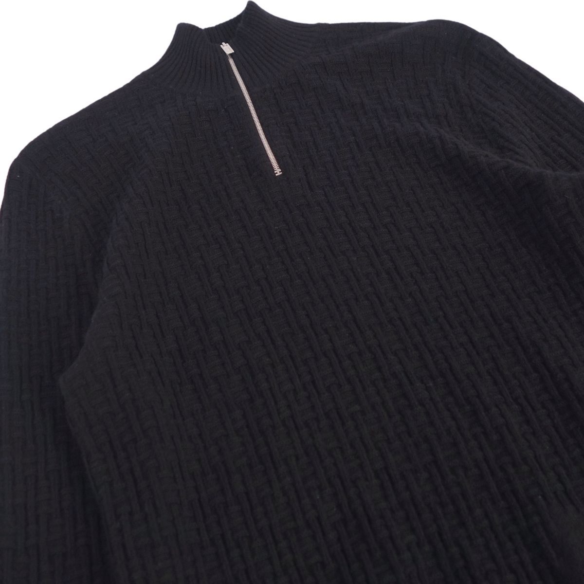 エルメス 良品☆エルメス カシミヤ80% シルク 長袖 ハーフジップニット 