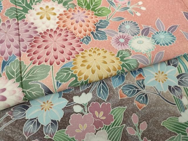 平和屋着物○訪問着 友禅 流水花文 暈し染め 正絹 逸品 DAAS3013ps