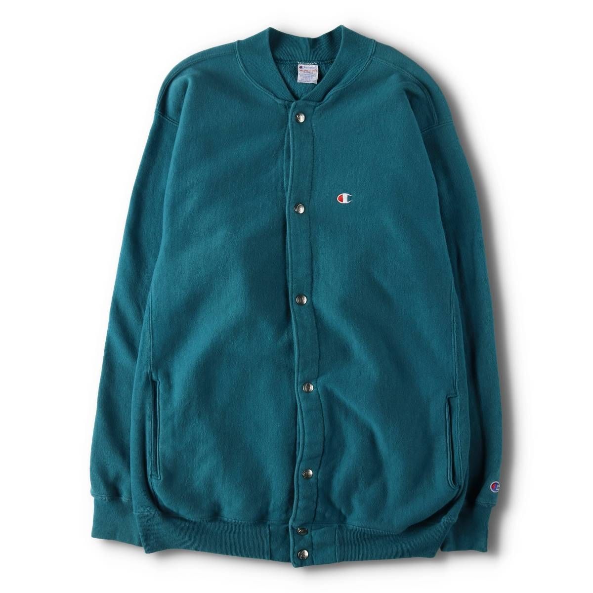 古着 90年代 チャンピオン Champion REVERSE WEAVE リバースウィーブ 刺繍タグ スウェット スナップカーディガン USA製/evb006468