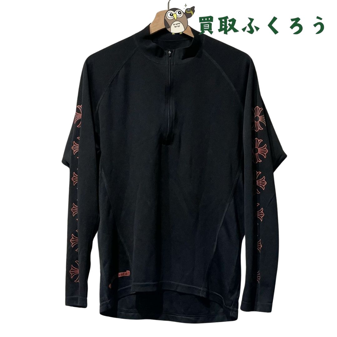 クロムハーツ Chrome Hearts ラッシュガード カットソー ジャージ プルオーバー Mサイズ トップス 長袖 プリント メッシュ ハーフジップ 水着