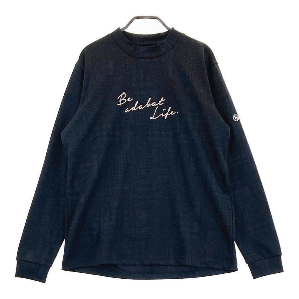 サイズ：48 ADABAT アダバット  ハイネック 長袖Tシャツ 総柄 ブラック系 [240101359461]# ゴルフウェア メンズ ストスト