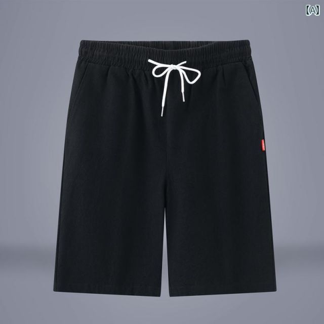 種類117：4XL/I：ブラックホワイト メンズ ファッション 服 男性用 オシャレ シンプル 大人 かっこいい 大きいサイズ ストリート 紳士服 リネン カジュアル パンツ 夏 アウターウェア 五分丈 