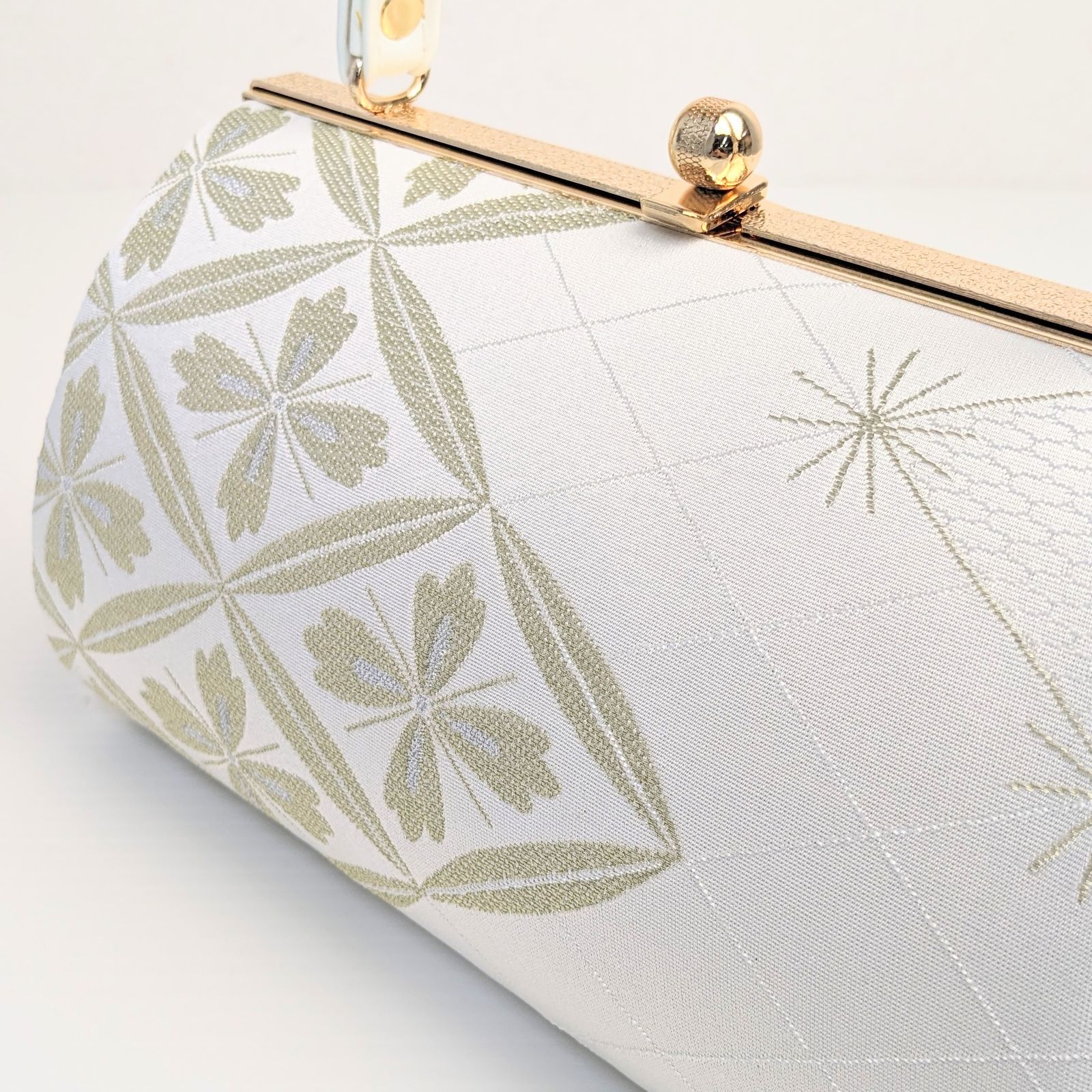 和装 草履バッグセット 帯地 菱 白×金 3枚芯 フリーサイズ k19-1 和装 草履バッグセット 帯地 菱 白×金 3枚芯 フリーサイズ k19-1 草履