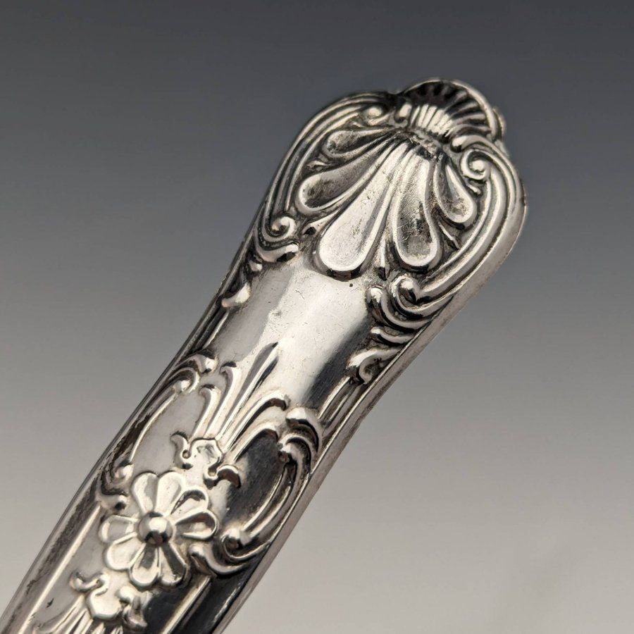 スターリングシルバー金具1910年 英国アンティーク 純銀装飾 ブラックレザーウォレット M Chapman