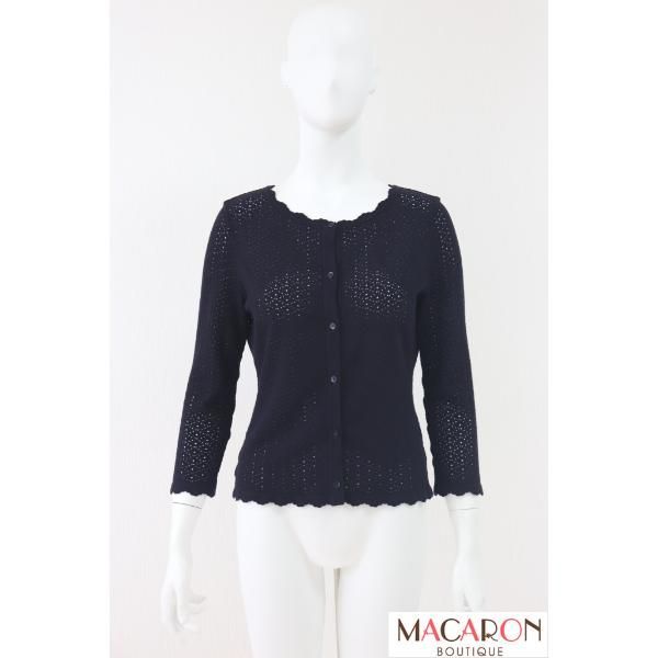 FOXEY Flower Lace レーヨンブレンドカーディガン 33744 紺|ネイビー フォクシーブティック