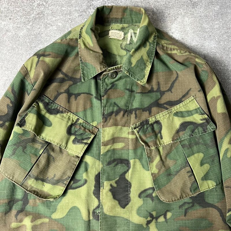 60s US ARMY 米軍実物 4th ERDL グリーンリーフ カモ ジャングル