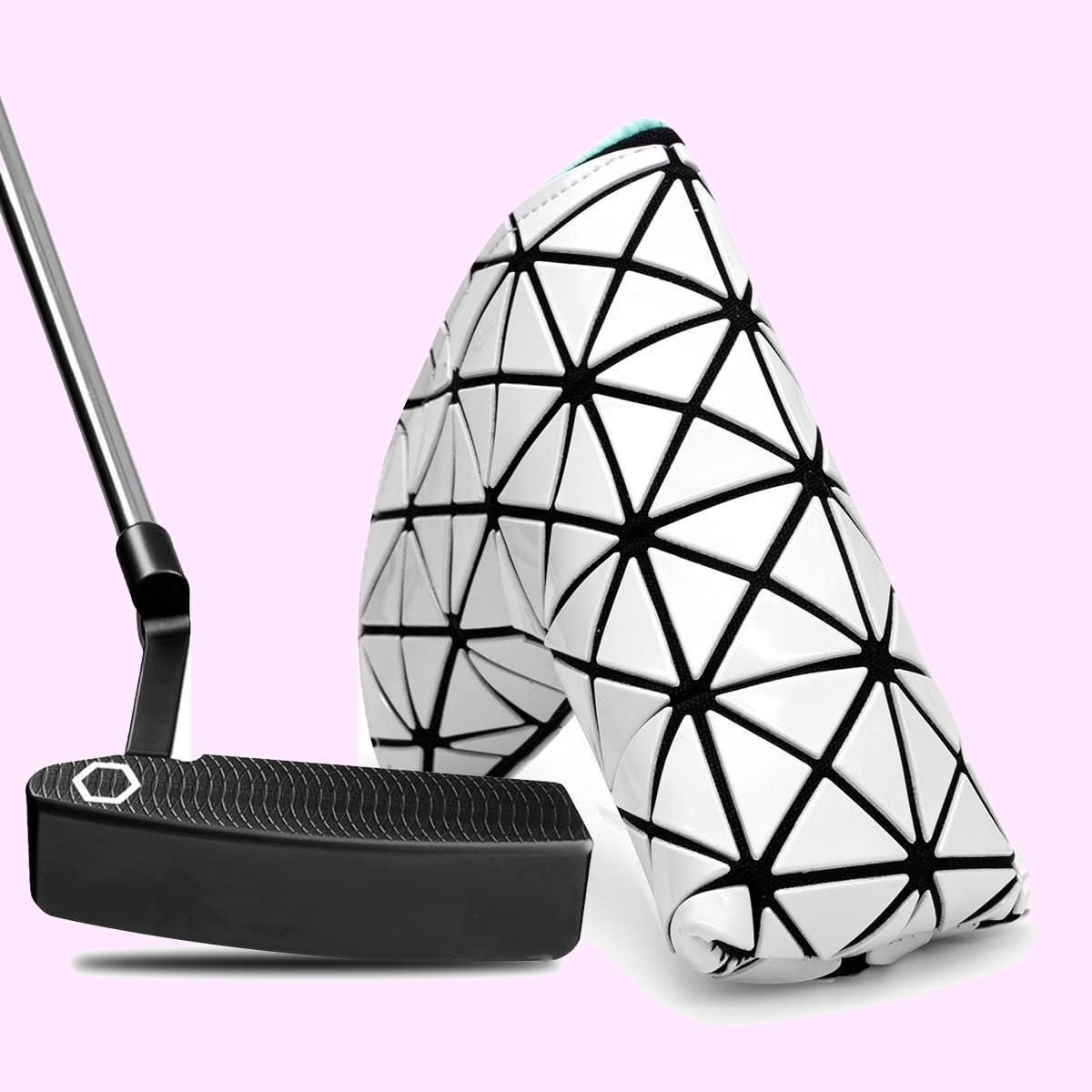 Color:ホワイト ゴルフパターカバー ピンタイプパターカバーヘッドカバー 高級レザー マグネット開閉 ブレード型 スコッティーキャメロンodyssey オデッセイ 対応 2色