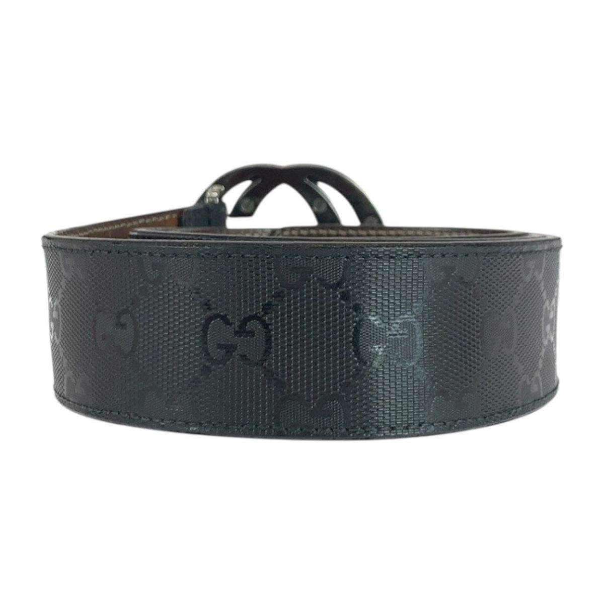 グッチ GUCCI ベルト インターロッキングG レザー⁄メタル ブラック
