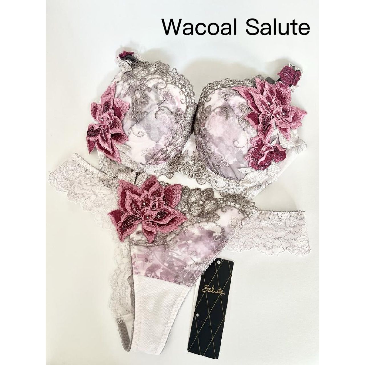 発売コレクション Wacoal Salute ワコールサルート ブラジャー＆ソング Tバックショーツ 90G オペラ座の怪人 2025年製 日本製 E75|L ランジェリー 下着 送料込み 6456894