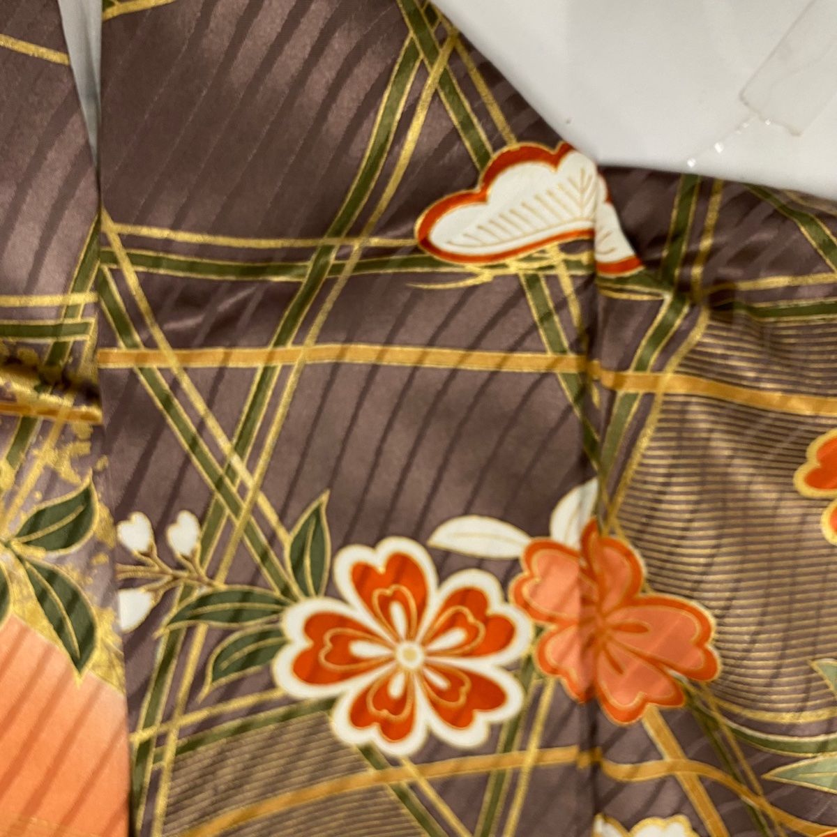 振袖 身丈165cm 裄丈65.5cm M 袷 花丸文 蝶 金彩 染め分け