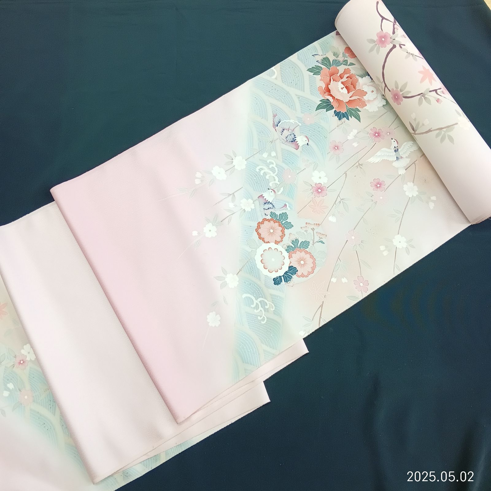 正絹 未仕立て 反物 附下 丹後ちりめん 反物ー１７