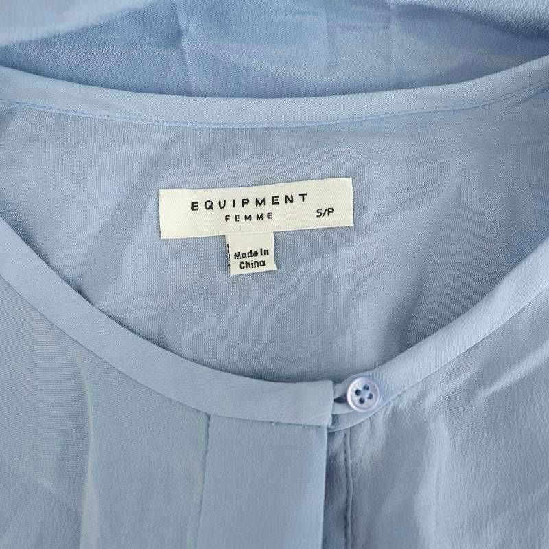 エキプモン EQUIPMENT FEMME ノーカラーシルクブラウス 長袖