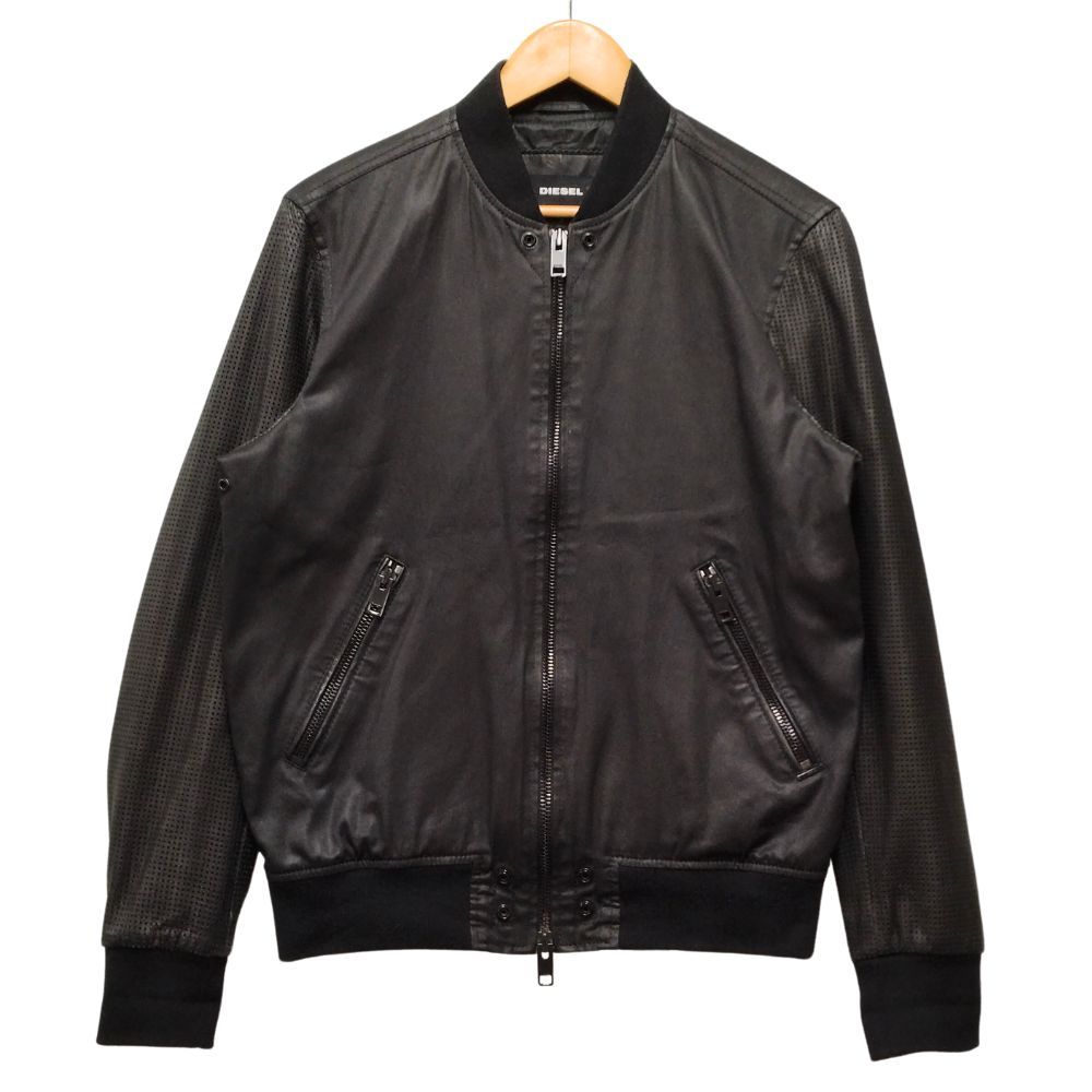 DIESEL ディーゼル 袖パンチングレザー 切り替えし リブ ブルゾン
