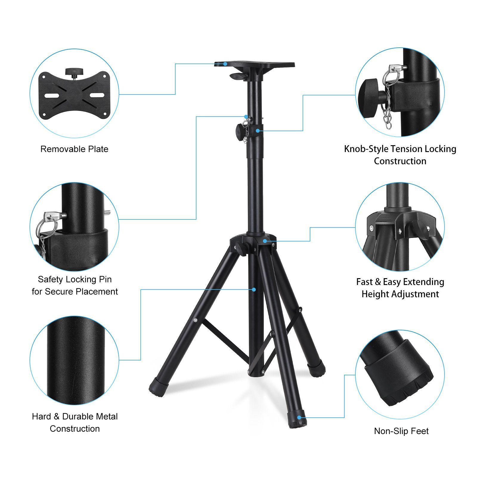 uxcell PAスピーカースタンド 高さ調節可能 三脚 71cm-140cm Amazon | uxcell PAスピーカースタンド 高さ調節可能 DJ三脚