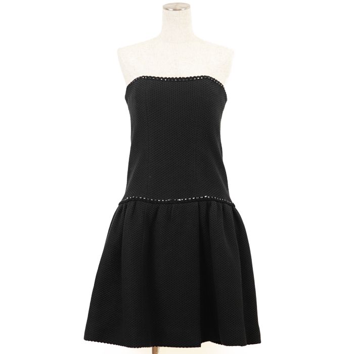 CHANEL 黒ベアトップドレス 36 CHANEL 黒ベアトップドレス 36