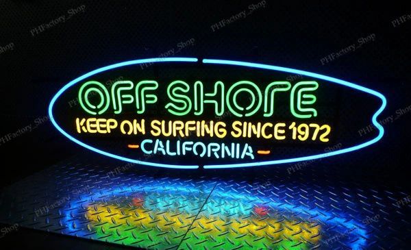 サーフブランド オフ・ショア ロングボード（カリフォルニア）ネオンサイン ブルー サーフブランド オフ・ショア ロングボード（カリフォルニア）ネオン