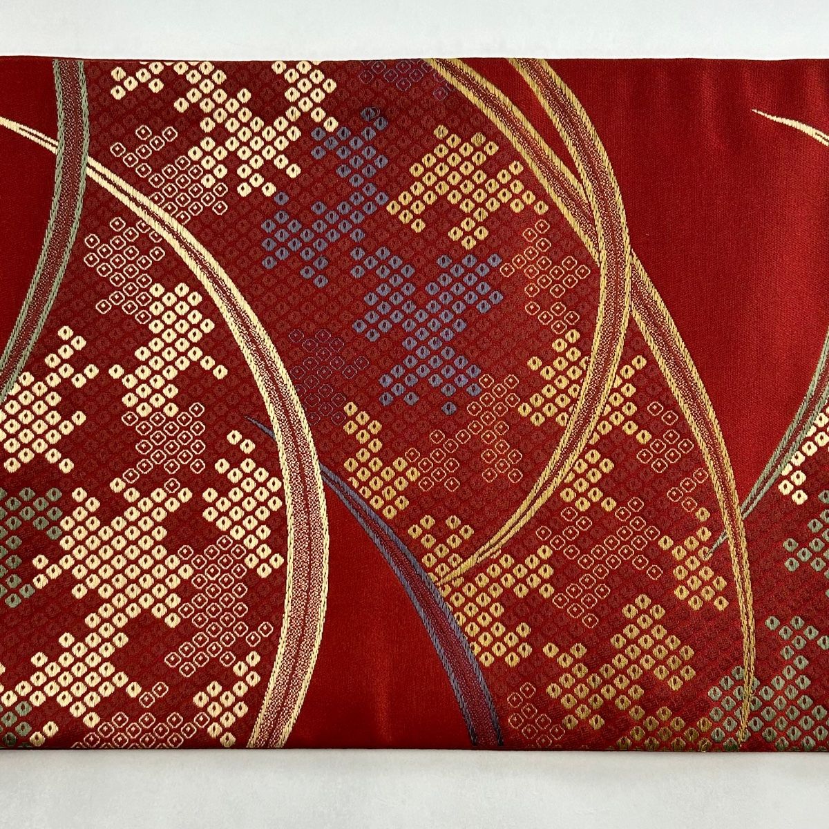 美品】 名古屋帯 秀品 櫛 箔 ラメ糸 深緑 正絹 【中古】 袋帯 美品