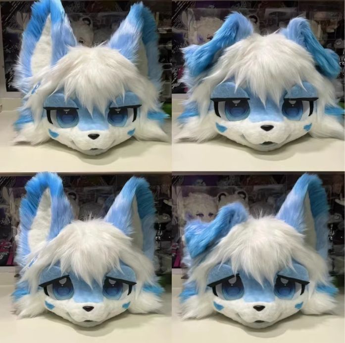 着ぐるみヘッド 猫 垂れ耳 黄色い 全頭ヘッド ケモノ マスク