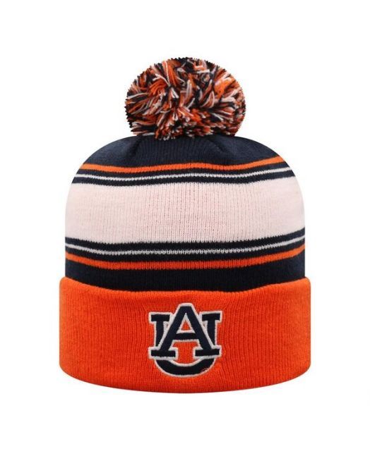 送料無料 トップオブザワールド メンズ 帽子 アクセサリー Men s Orange Auburn Tigers Ambient Cuffed with Pom Knit Hat Orange True Navy