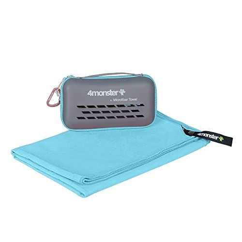 レイクグリーン_Medium(100×50 CM) 4Monster スポーツタオル アウトドア マイクロファイバー タオル コンパクト 速乾タオル ジムタオル フェイスタオル スイミングタオル 旅行 バスタオル