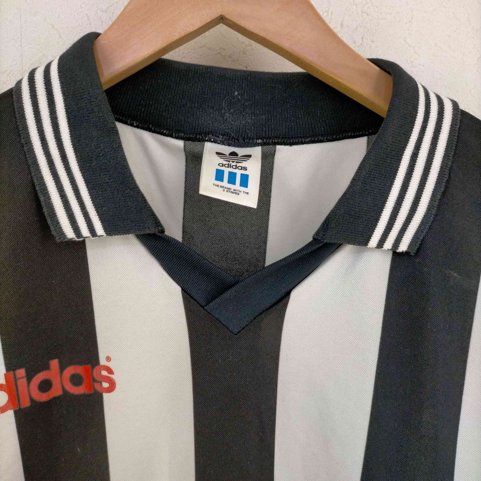 アディダス adidas 80-90s デサント製 サッカー 襟付きゲームシャツ 