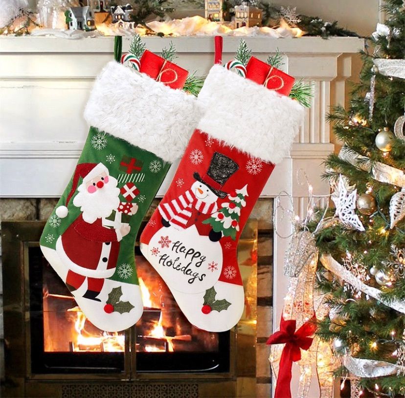 クリスマスプレゼント靴下袋 2枚セット クリスマスブーツ サンタ 雪だるま