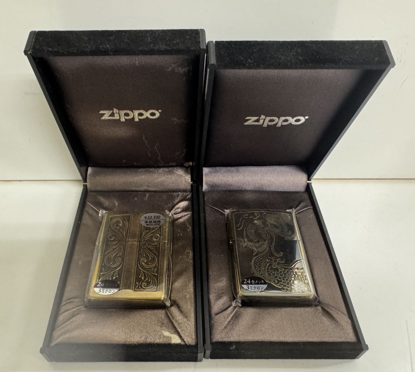 未開封品 ZIPPO ２４金メッキ オイルライター ２点セット