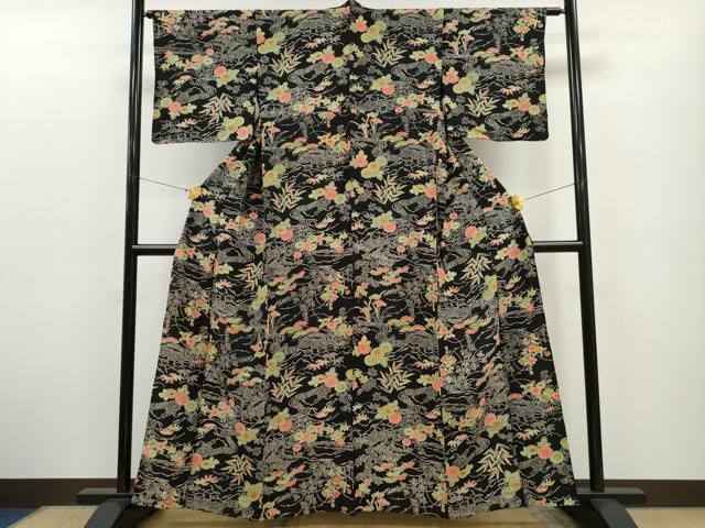 かなぼー✺美品 正絹 肩身替わりトール・ワイド 付下げ 着物 A3710 美品 正絹 肩身替わり 刺繍 金通し トール・ワイド 付下げ 着物