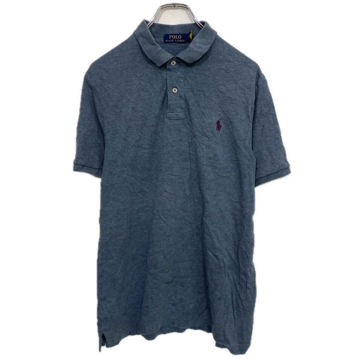 POLO RALPH LAUREN 半袖 ロゴ ポロシャツ M ブルーグレー ポロ
