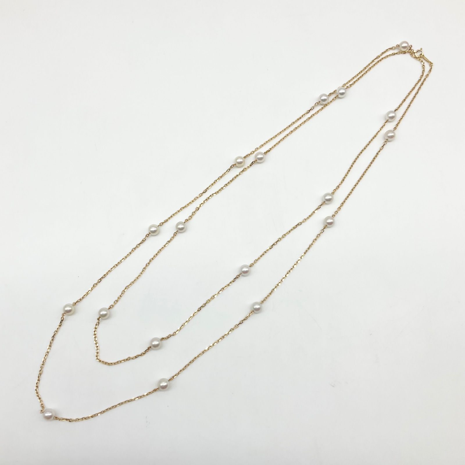 MIKIMOTO ミキモト ロングネックレス ステーションネックレス K18YG 