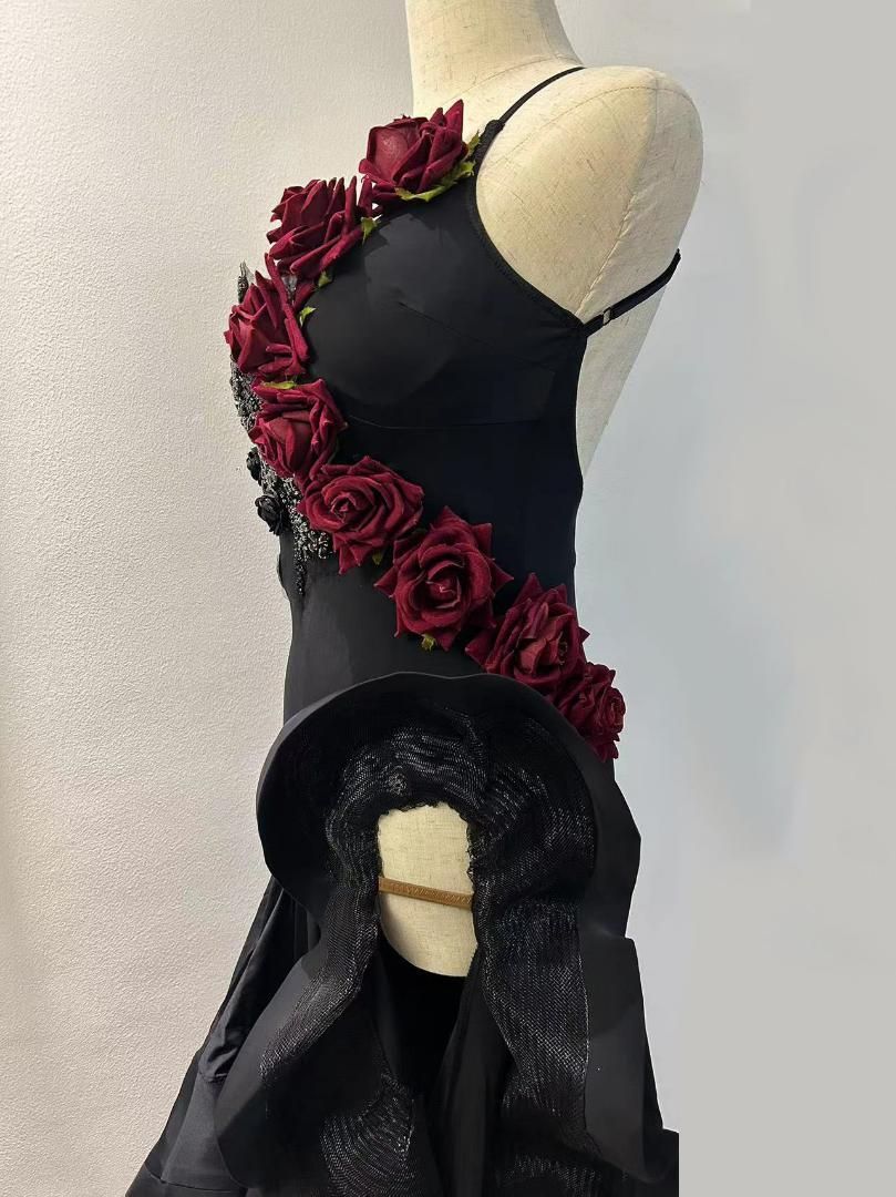 【美品 社交ダンス衣装】ワンピース ドレス ICHIOKU フリル 薔薇 バラ 美品 社交ダンス衣装】ワンピース ドレス ICHIOKU フリル 薔薇
