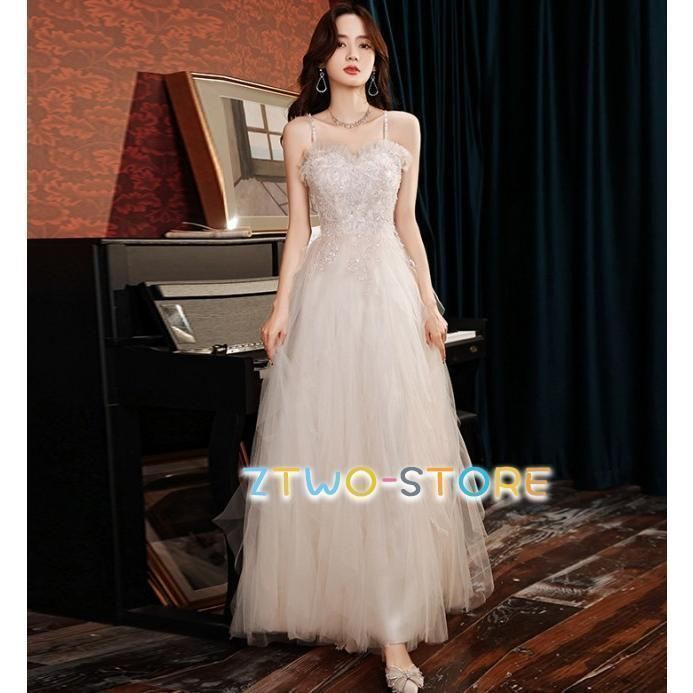 ウェディングドレス スレンダーライン ロングドレス 結婚式 二次会 ドレス 花嫁 チュール キャミソール レース フリル 刺繍 大きいサイズ 3L 4L 小さいサイズ