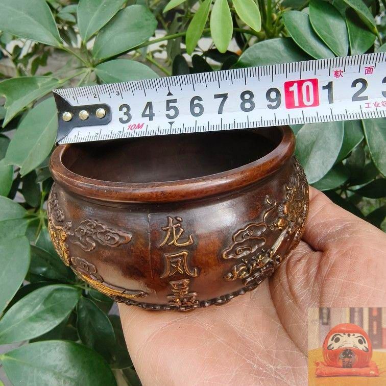 銅細工 <!-利用不可文字-!>金龍鳳呈祥香炉 聚宝盆 茶道具 香道具