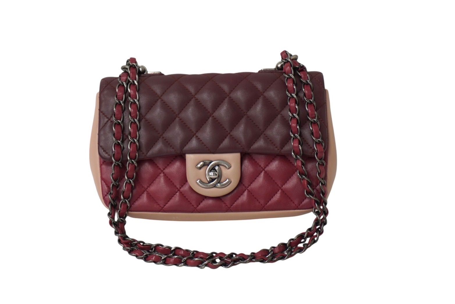 美品☆　シャネル　ラムスキン　ショルダーバッグ　トリコロール　24番台 CHANEL シャネル トリコロール チェーンショルダーバッグ