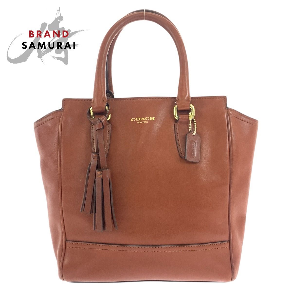 コーチ COACH レザー トートバッグ キャメル ブラウン タッセル