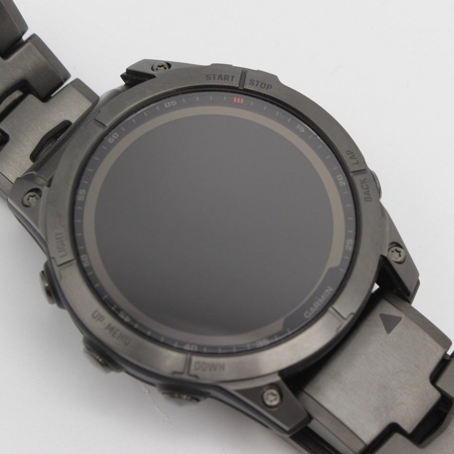 【美品】GARMIN fenix 7 Sapphire Dual Power Ti Carbon Gray DLC/Carbon Gray DLC Vented Titanium Band 010-02540-48 スマートウォッチ ガーミン