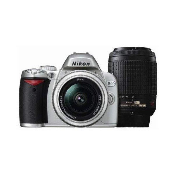 ニコン Nikon D40 ダブルズームキットII シルバー SDカード付き - メルカリ