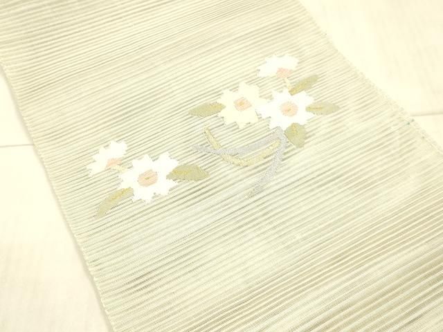 平和屋着物 夏物 絽綴れ 八寸名古屋帯 草花文 金銀糸 正絹 DAAW4504cm